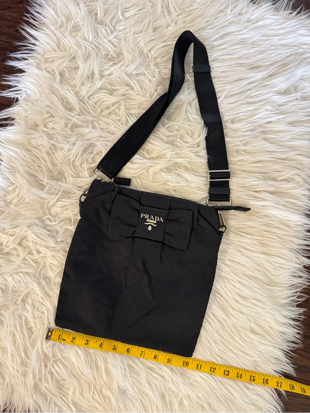 Prada Black Nylon Bow Crossbody Bag